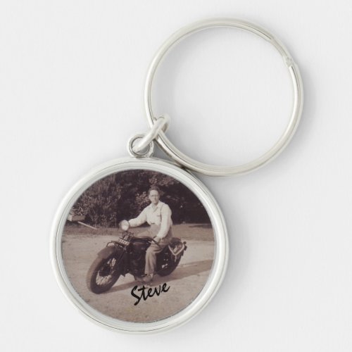 Vintage Photo Motorcycle Personalized Keychain