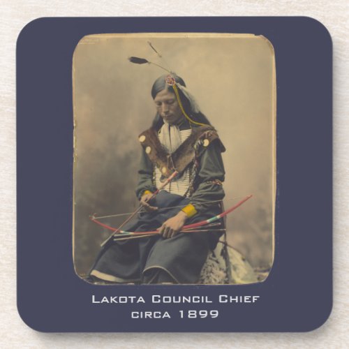 Vintage Photo Native American Lakota Indian Chief Coaster