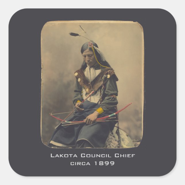 Vintage Photo Native American Lakota Indian Chief Square Sticker (Front)
