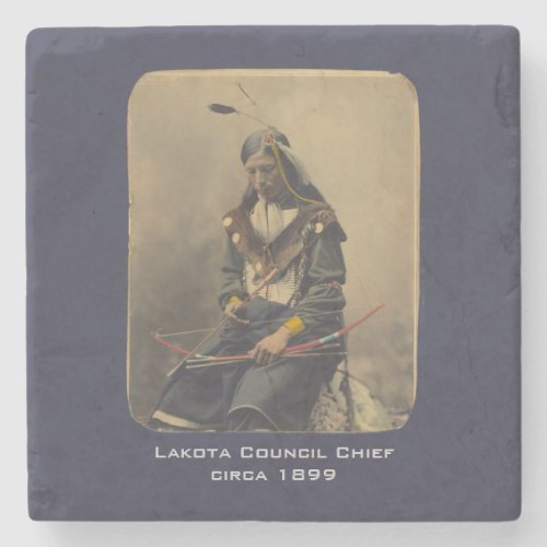 Vintage Photo Native American Lakota Indian Chief Stone Coaster