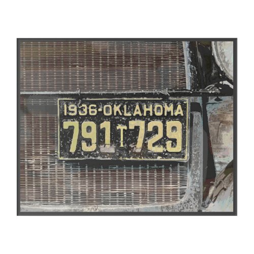 Vintage Photo of 1936 Oklahoma Truck License Plate Acrylic Print