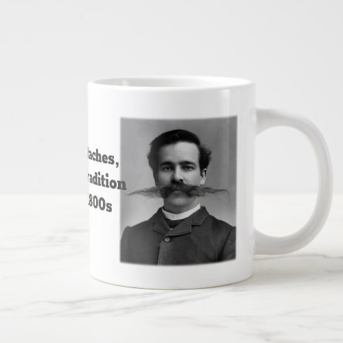 Vintage Photo of a Man with A Big Mustache Giant Coffee Mug