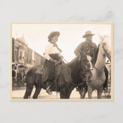 Vintage photo of cowgirl and cowboy 1908 postcard