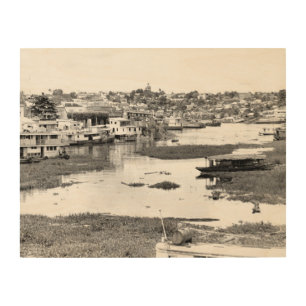 Vintage photo of low tide Manaus Brazil Wood Wall Art
