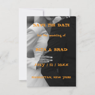 Vintage Photo Orange Text Save The Date Card
