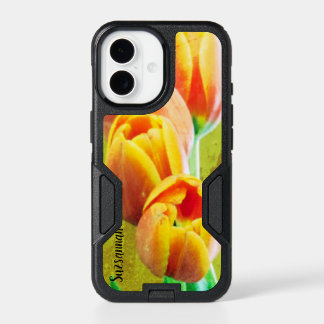  Vintage Photo Orange Tulip Flowers Template Text  iPhone 17 Case