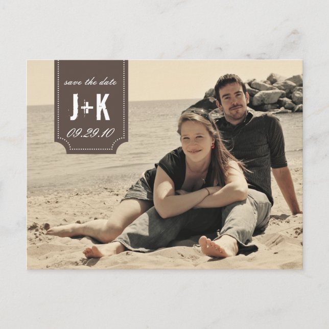 Vintage Photo Save the Date Card Template (Front)