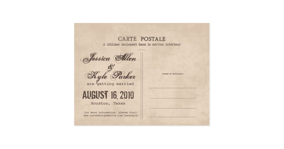 Vintage Postcard Save The Date Template 4