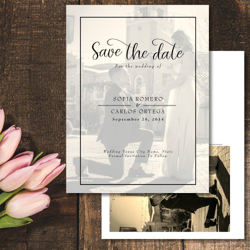 Vintage Photo Save The Date Wedding Invitation Postcard