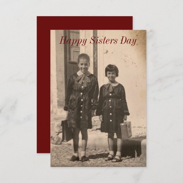 Vintage photo Sisters Day card (Front/Back)