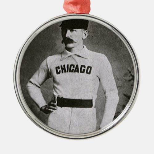 Vintage Photo Sports Chicago Baseball Player Metal Ornament