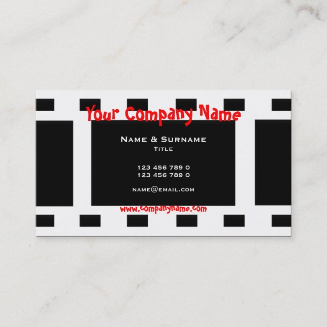 Vintage photo strip black white red business card (Front)