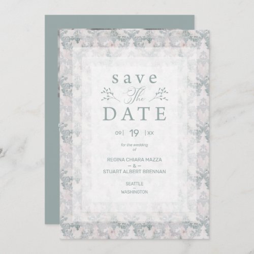 Vintage Photo Wedding Flourish Typography Damask Save The Date