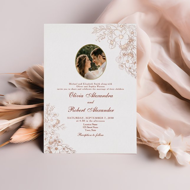 Vintage Photo Wedding Gold Foil Invitation (Creator Uploaded)