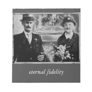 Vintage photo with the grandparents notepad