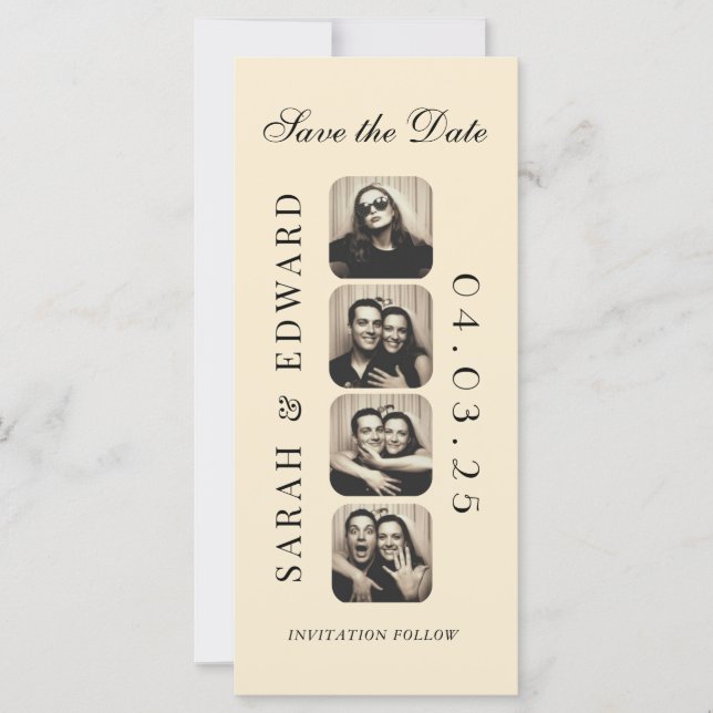 Vintage Photobooth Bookmark Qrcode Save the Date (Front)