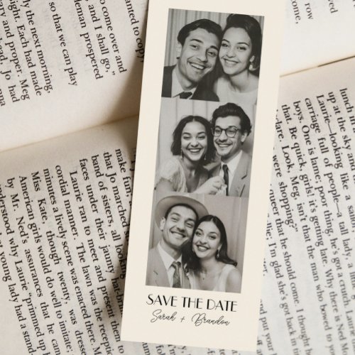 Vintage Photobooth Bookmark Qrcode Save the Date Calling Card