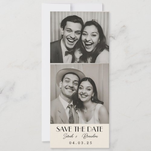 Vintage Photobooth Typography Qrcode Save the Date Invitation