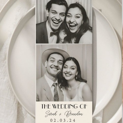 Vintage Photobooth Typography Qrcode Wedding Invitation