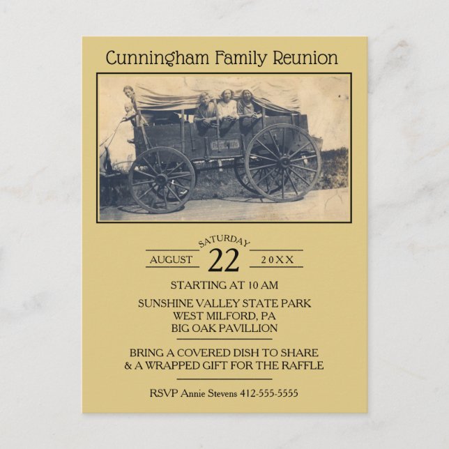 Vintage Photograph Family Reunion Invitation Postcard (Front)