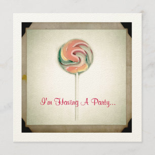 VINTAGE PHOTOGRAPH LOLLIPOP PARTY INVITATION