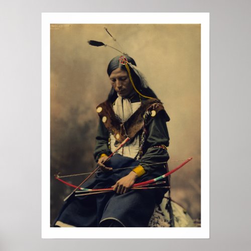 Vintage Photograph of Cherokee Man with Bow Poster