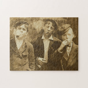 Vintage photograph of newsies smoking cigars jigsaw puzzle