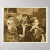 Vintage photograph of newsies smoking cigars