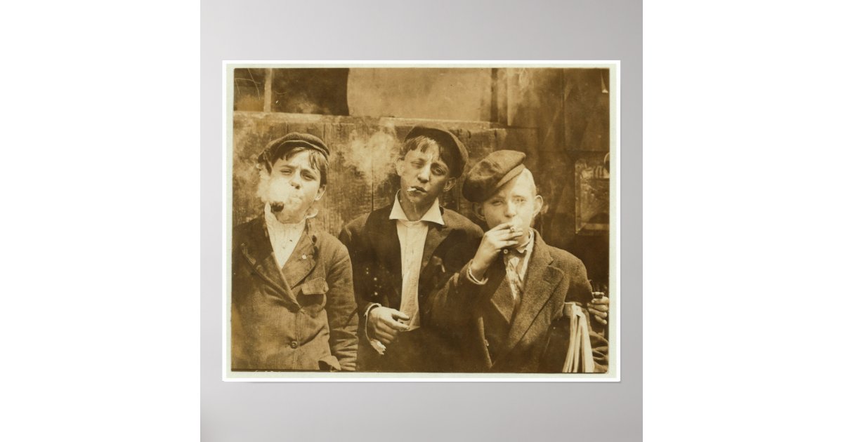 Vintage photograph of newsies smoking cigars poster | Zazzle