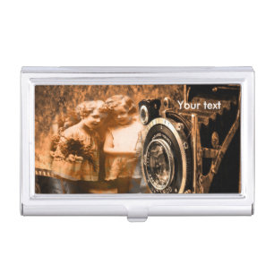 Vintage photograph of two Children posing Business Card Case
