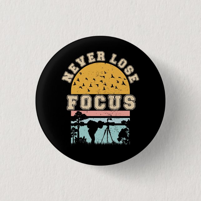 Vintage Photographer Camera Never Lose Focus Photo Button (Front)