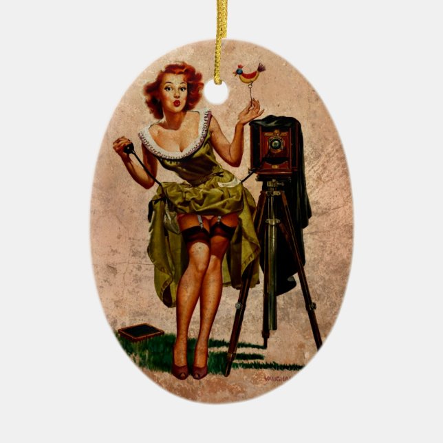 Vintage Photographer Ceramic Ornament (Front)