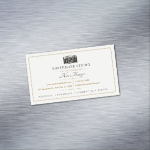 Vintage Photographer Luxury Gold Camera Business Card Magnet