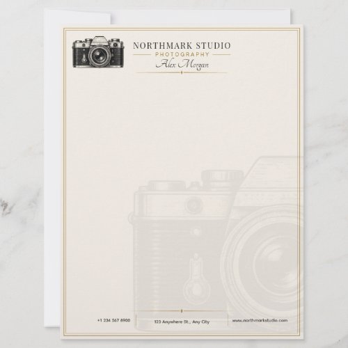 Vintage Photographer | Luxury Gold Camera Letterhead