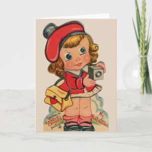 Vintage Photographer Valentine Greeting Card