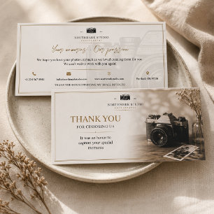 Vintage Photography Branding Elegant Studio Thank You Card