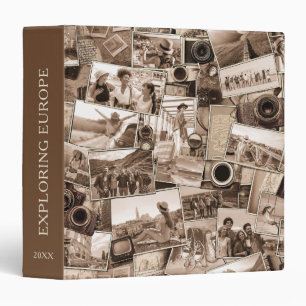 Vintage Photography Collage Sepia ID1066 3 Ring Binder
