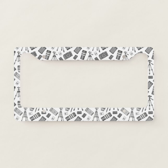 Vintage Photography Equipment Pattern License Plate Frame (Front)
