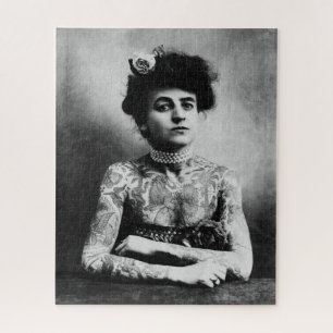 Vintage photography of a tattooed lady jigsaw puzzle