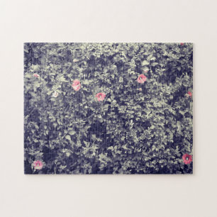 Vintage Photography Pink Hibiscus Flowers Floral Jigsaw Puzzle