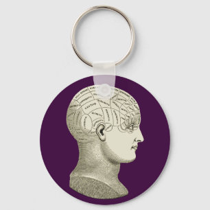 Vintage Phrenology Head Key Chain