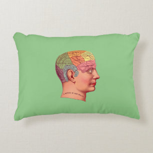 Vintage Phrenology Head Mind Brain Map Accent Pillow