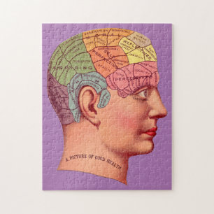 Vintage Phrenology Head Mind Brain Map Jigsaw Puzzle