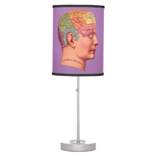 Vintage Phrenology Head Mind Brain Map Table Lamp