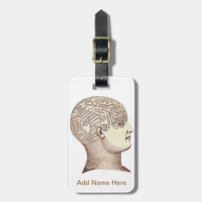 Vintage Phrenology Luggage Tag (Front Vertical)