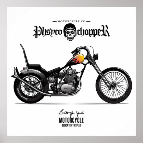 Vintage Physco Chopper Motorcycle Poster