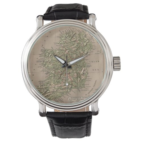 Vintage Physical Map of Ireland 1880 Watch