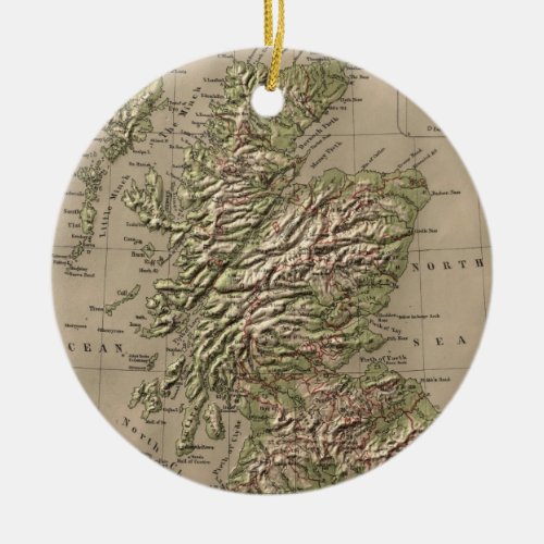Vintage Physical Map of Scotland 1880 Ceramic Ornament