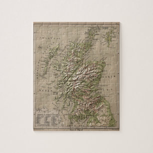 Vintage Physical Map of Scotland (1880) Jigsaw Puzzle
