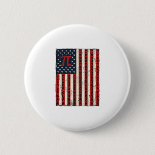 Vintage Pi American Flag Math Teacher Shirt Design Button